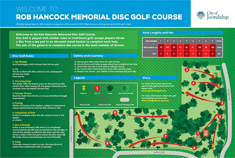 Recreation Activity Design Rob Hancock Memorial Disc Golf Course Greenwood WA