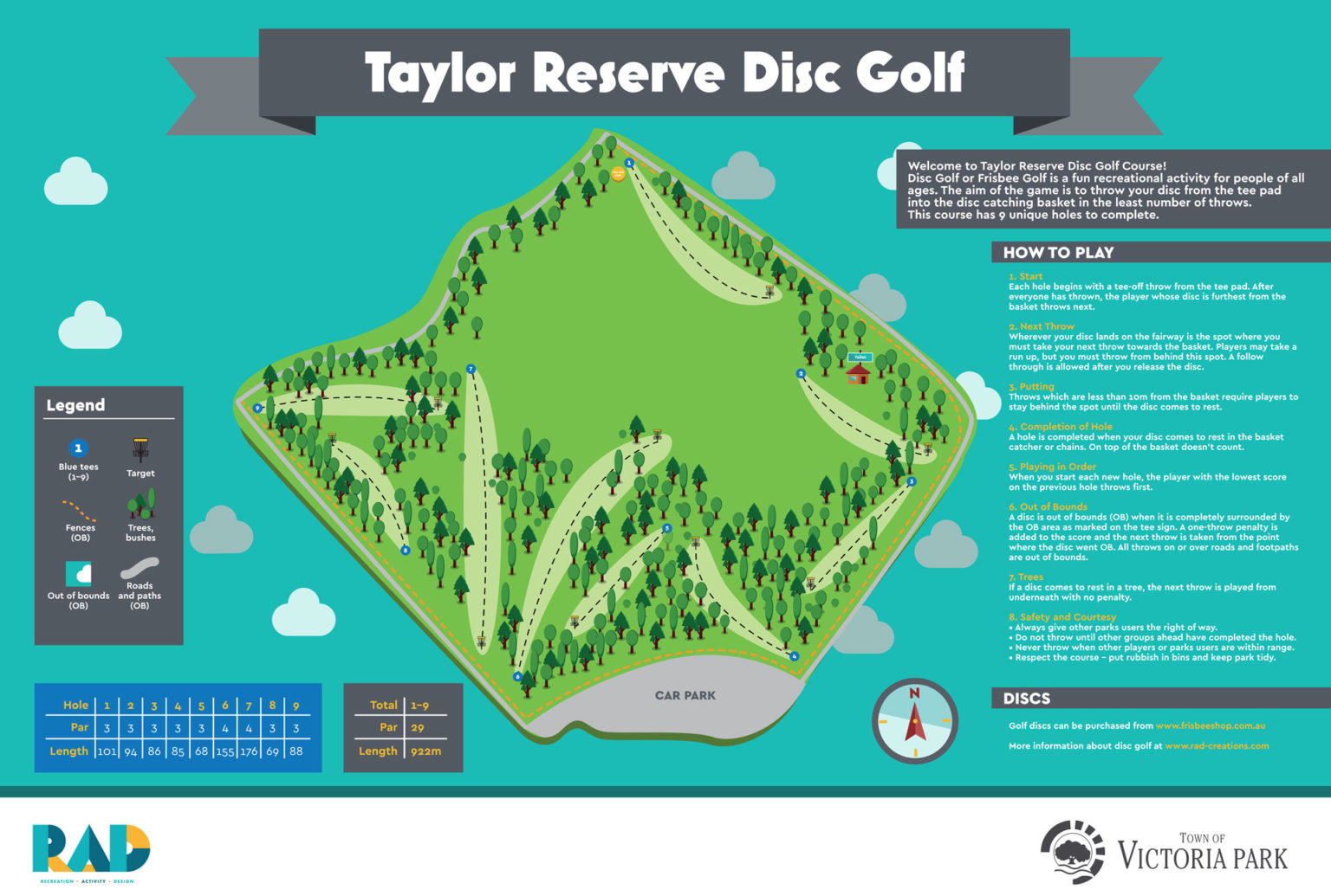 Taylor Reserve Disc Golf Park Victoria Park WA RAD Creations