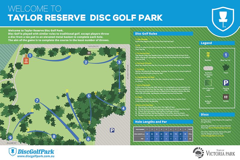 Recreation Activity Design Taylor Reserve Disc golf Park Victoria Park