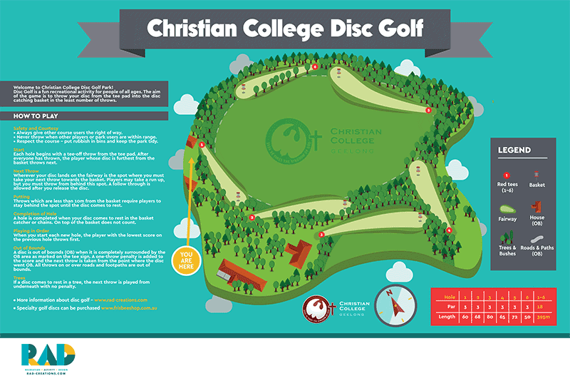 An image showing a map of christian college disc golf park