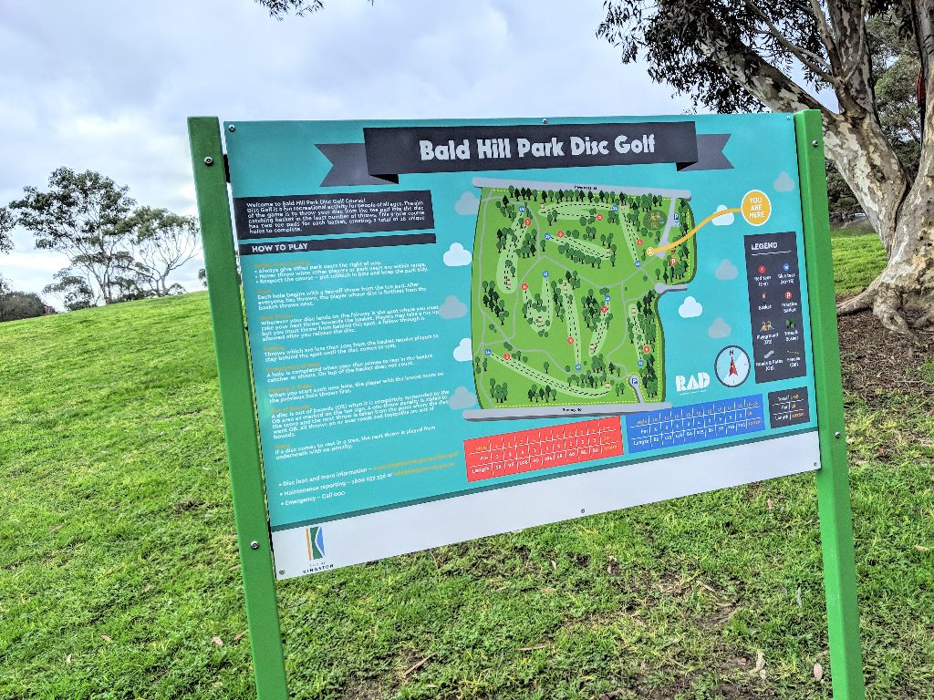 an image of map design of Bald Hill Park Disc Golf Course