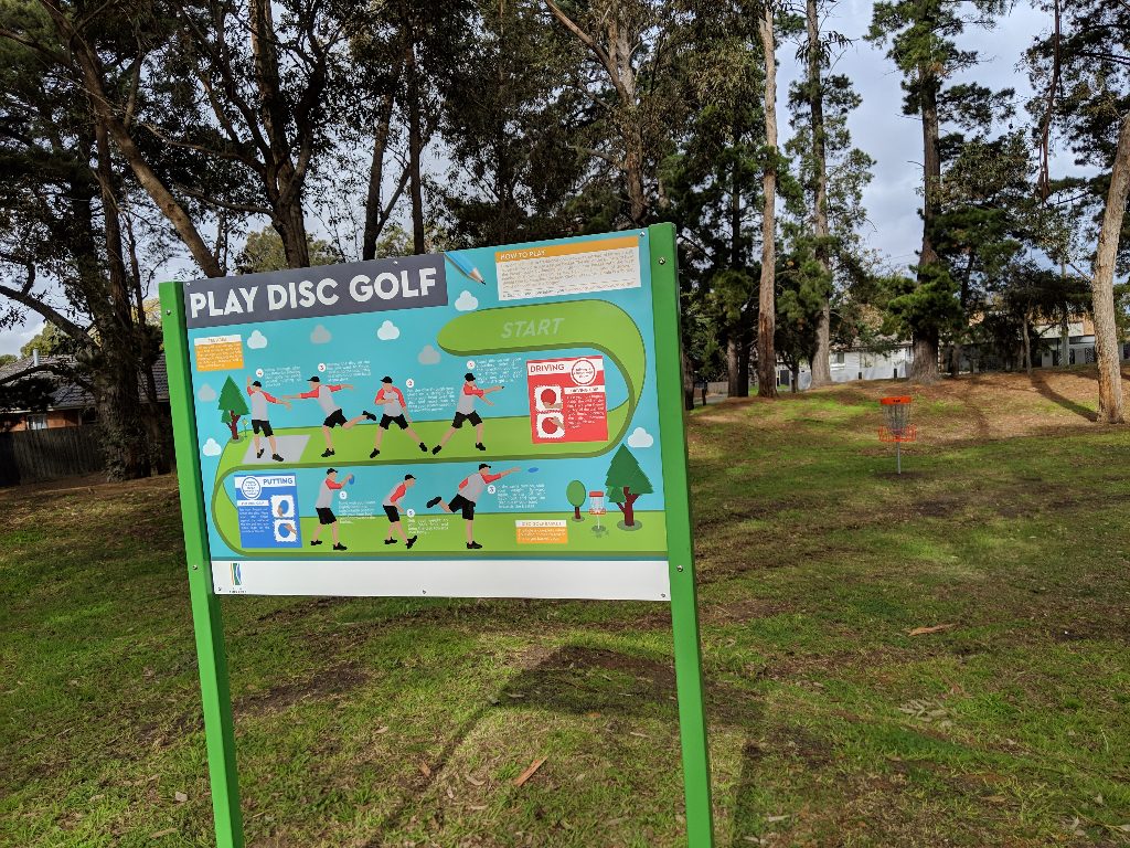 an image of signage play disc golf